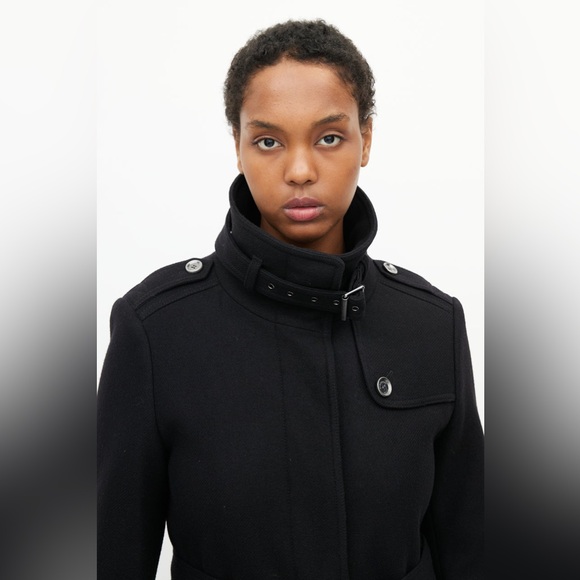 BURBERRY Brit Black Wool and Cashmere Blend Rushworth Belted Coat Size 12 - Picture 6 of 16